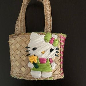Hello Kitty Raffia Basket Purse